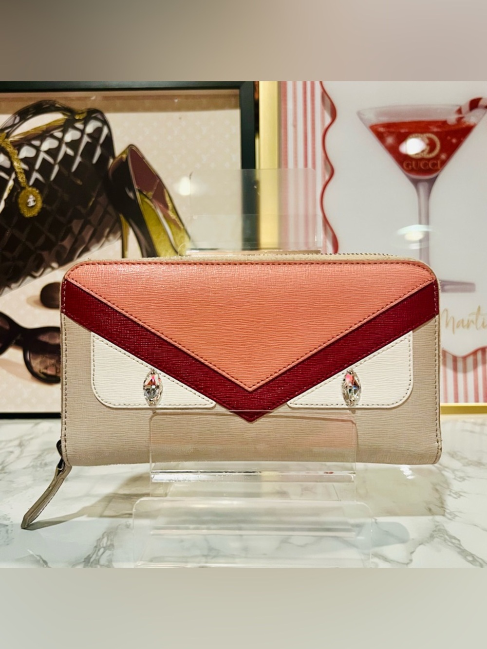 Fendi Monster Colorblock Zip-Around Wallet EUC - Picture 3 of 15